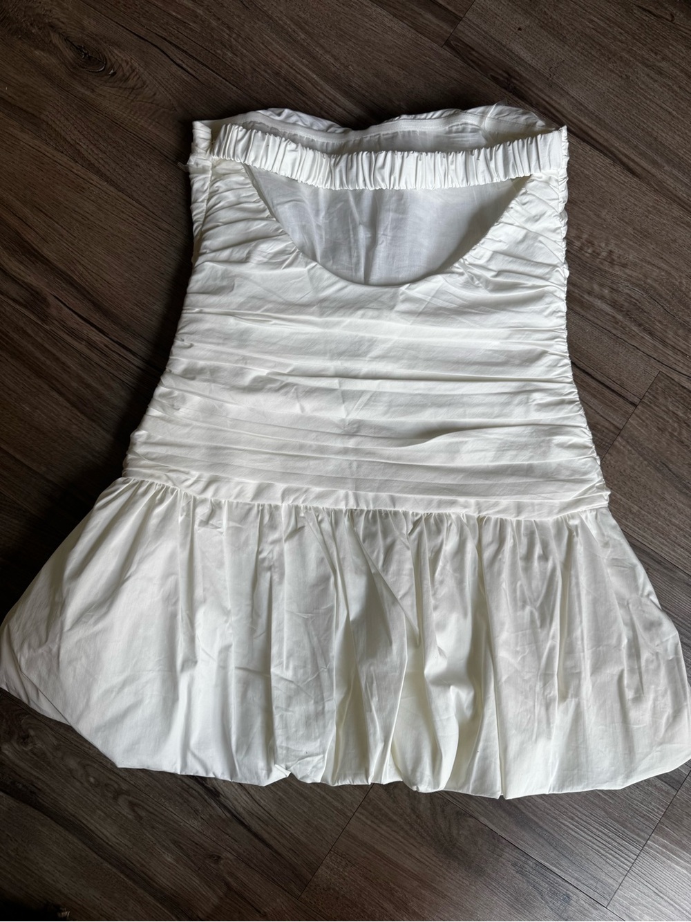 NWT Meshki fran ruched cotton mini dress white size Medium - Picture 6 of 9